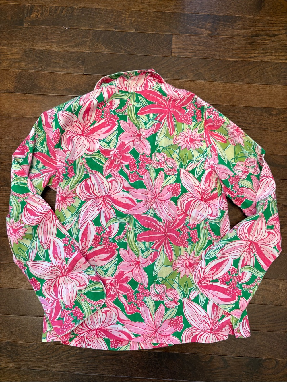 Lilly Pulitzer Long Sleeve Pajama Set Pink Green Lily Floral PJ Set Size XS - Picture 4 of 10